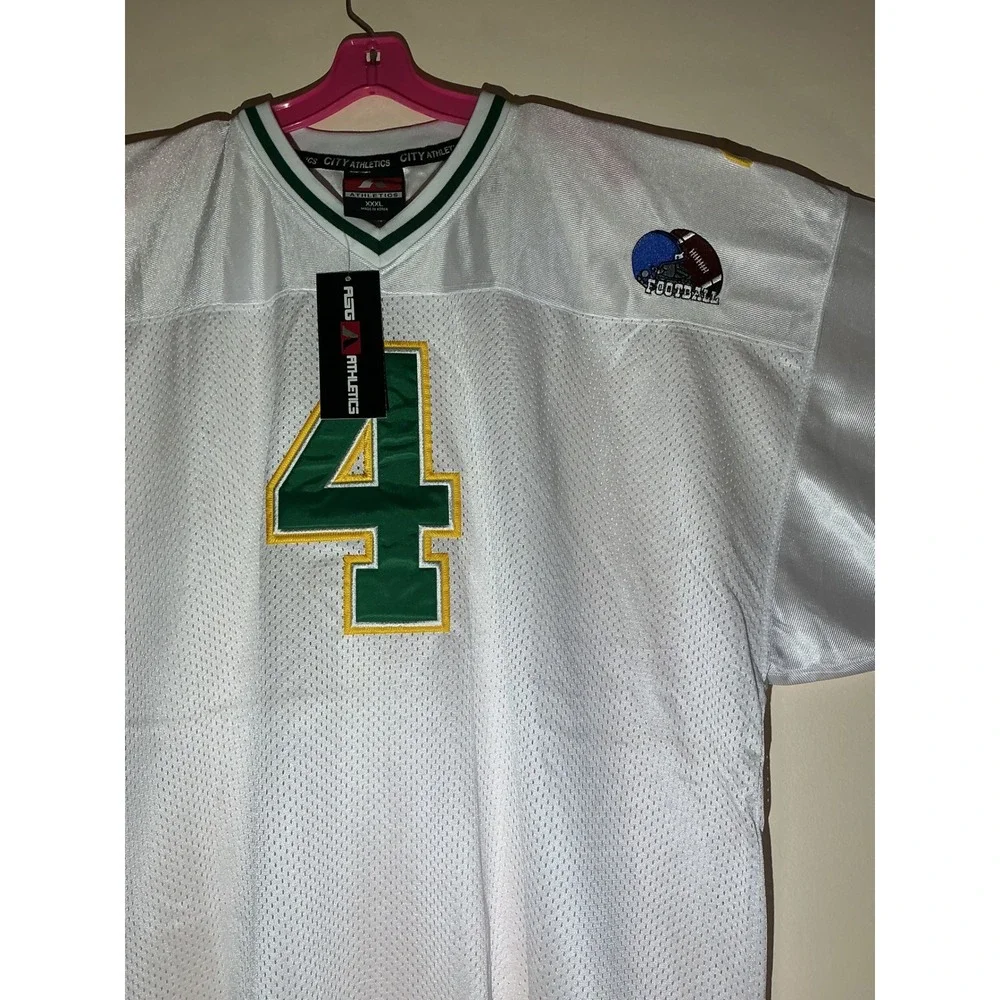 Vintage‎ Rare ASG Athletics Mens XXXL White Green Gold Football Jersey #4 NWT